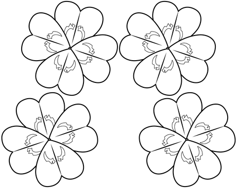 Four Leaf Clovers Coloring Page